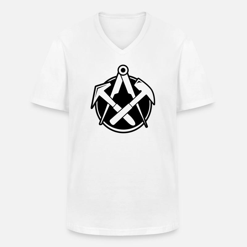 Dachdecker Logo, Zunftlogo - Männer-T-Shirt mit V-Ausschnitt - Weiß