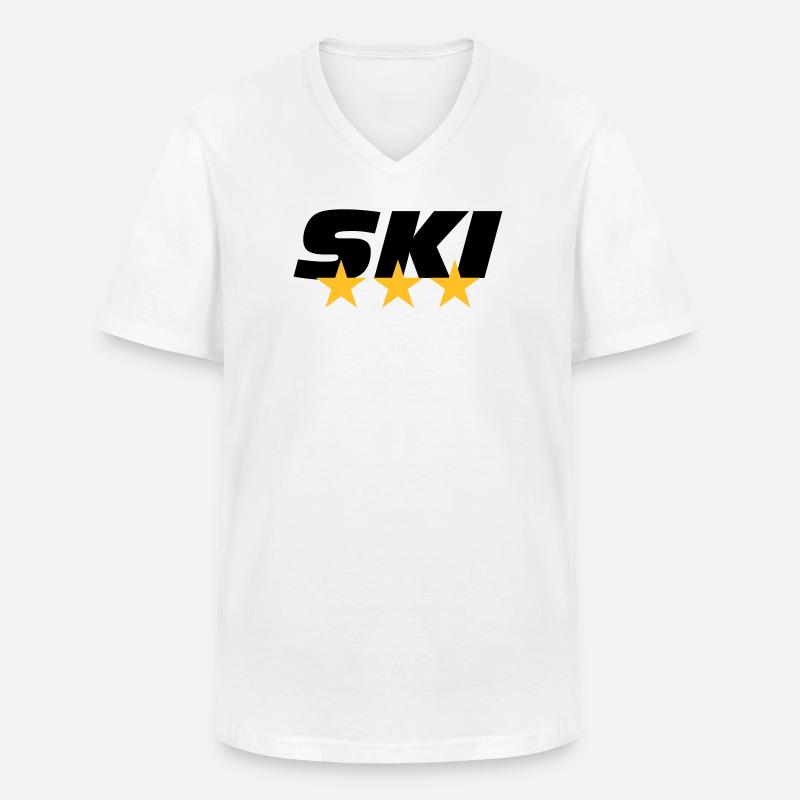 schilaufen - Männer-T-Shirt mit V-Ausschnitt - Weiß