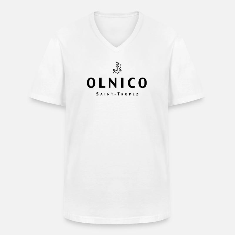 Olnico - Männer-T-Shirt mit V-Ausschnitt - Weiß