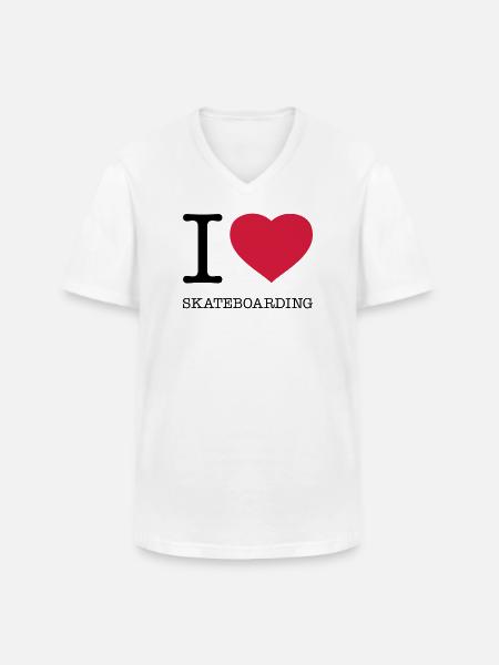 I LOVE SKATEBOARDING Skateboard - Men's V-Neck T-Shirt - white