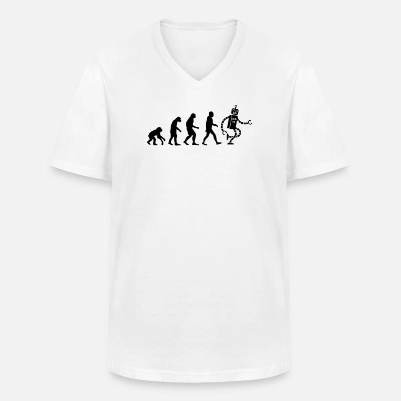 evolution robot - Men's V-Neck T-Shirt - white