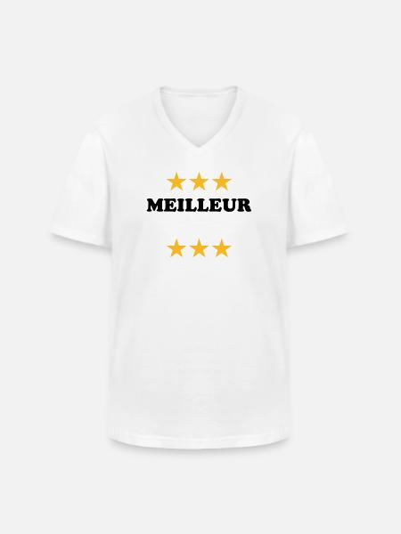 Meilleur (à personnaliser) - T-shirt col V Homme - blanc