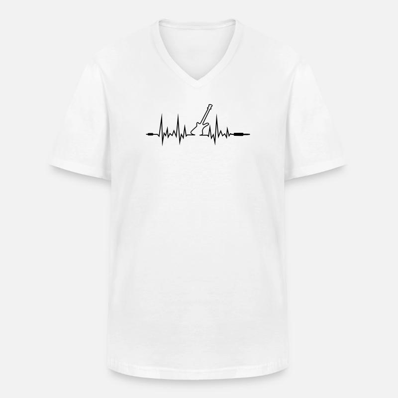 Wave Gitarre mit Klinkenstecker-Enden - Männer-T-Shirt mit V-Ausschnitt - Weiß