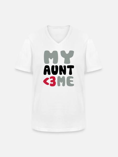My aunt loves me - Men's V-Neck T-Shirt - white