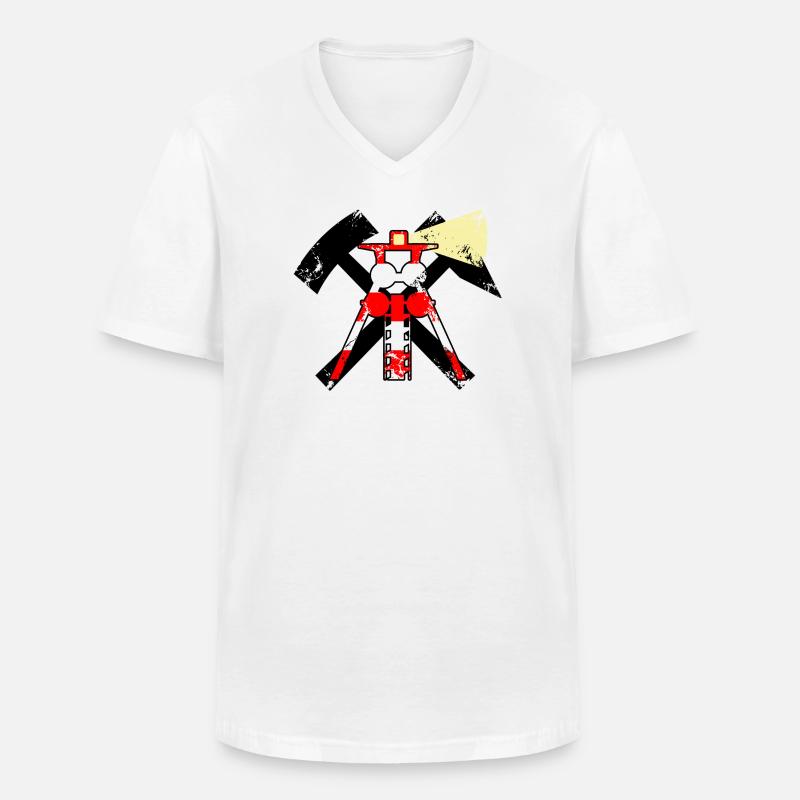 LEUCHTTURM SCHLÄGEL EISEN - Männer-T-Shirt mit V-Ausschnitt - Weiß