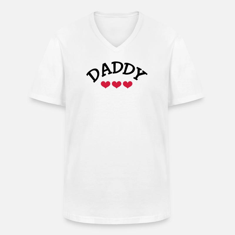 Daddy - Männer-T-Shirt mit V-Ausschnitt - Weiß