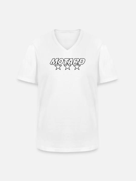 Motard - T-shirt col V Homme - blanc