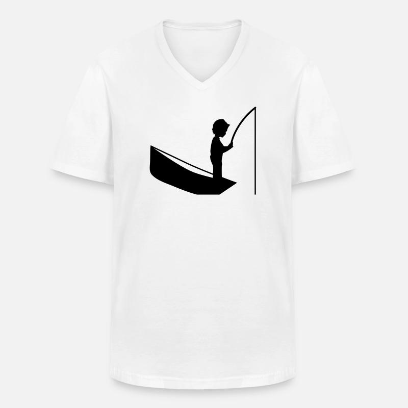 Eine Junge mit einer Angel - Männer-T-Shirt mit V-Ausschnitt - Weiß