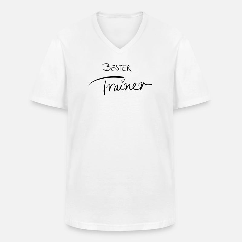 Bester Trainer - Männer-T-Shirt mit V-Ausschnitt - Weiß