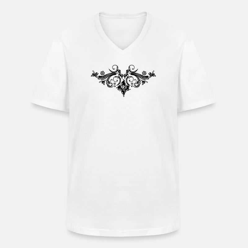 Filigrane Blumenranke, Barock Style. - Männer-T-Shirt mit V-Ausschnitt - Weiß