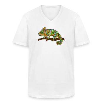 Chamäleon Exotisch - Männer-T-Shirt mit V-Ausschnitt - Weiß - Vorne - AI Model Male 185 light (185cm)