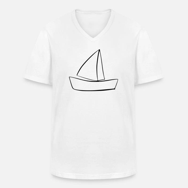 Boot - Männer-T-Shirt mit V-Ausschnitt - Weiß