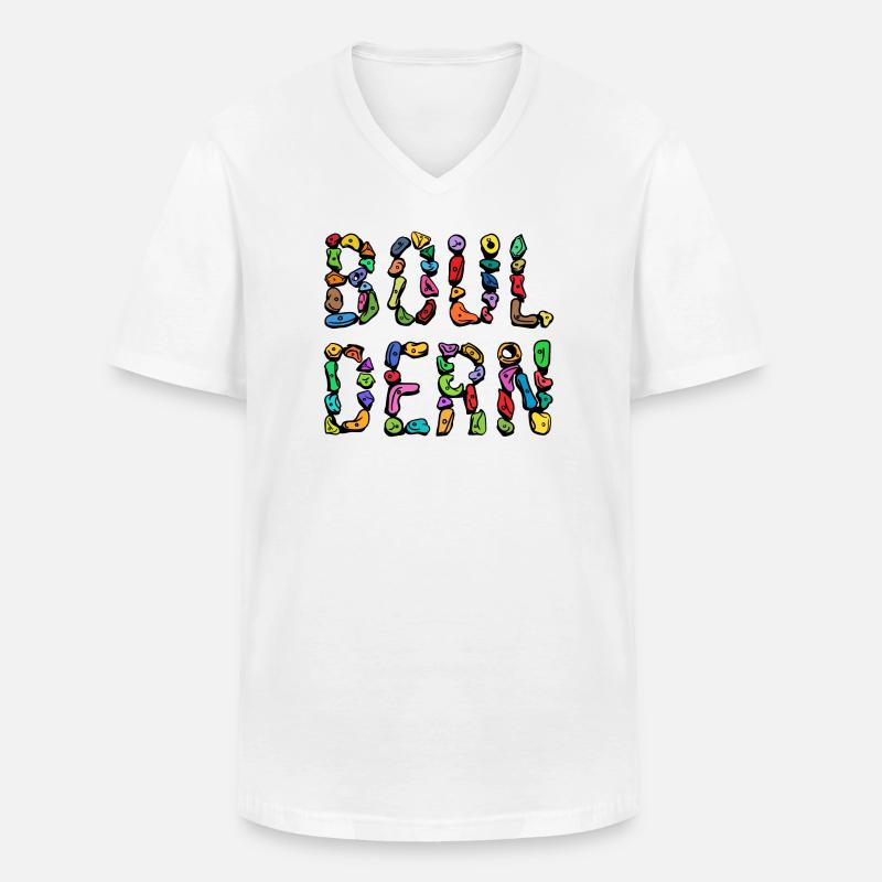 Bouldern Boulder Klettern Schrift Bergsteigen - Männer-T-Shirt mit V-Ausschnitt - Weiß