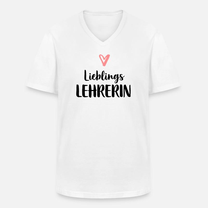 Lieblings Lehrerin Herz Geschenk Schule - Männer-T-Shirt mit V-Ausschnitt - Weiß