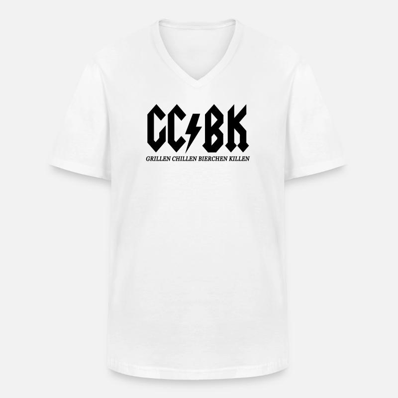 Grillen Chillen Bierchen Killen - Männer-T-Shirt mit V-Ausschnitt - Weiß