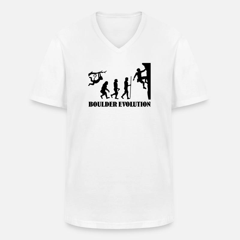 Boulder Evolution Klettern Bergsteigen Boulderer - Männer-T-Shirt mit V-Ausschnitt - Weiß