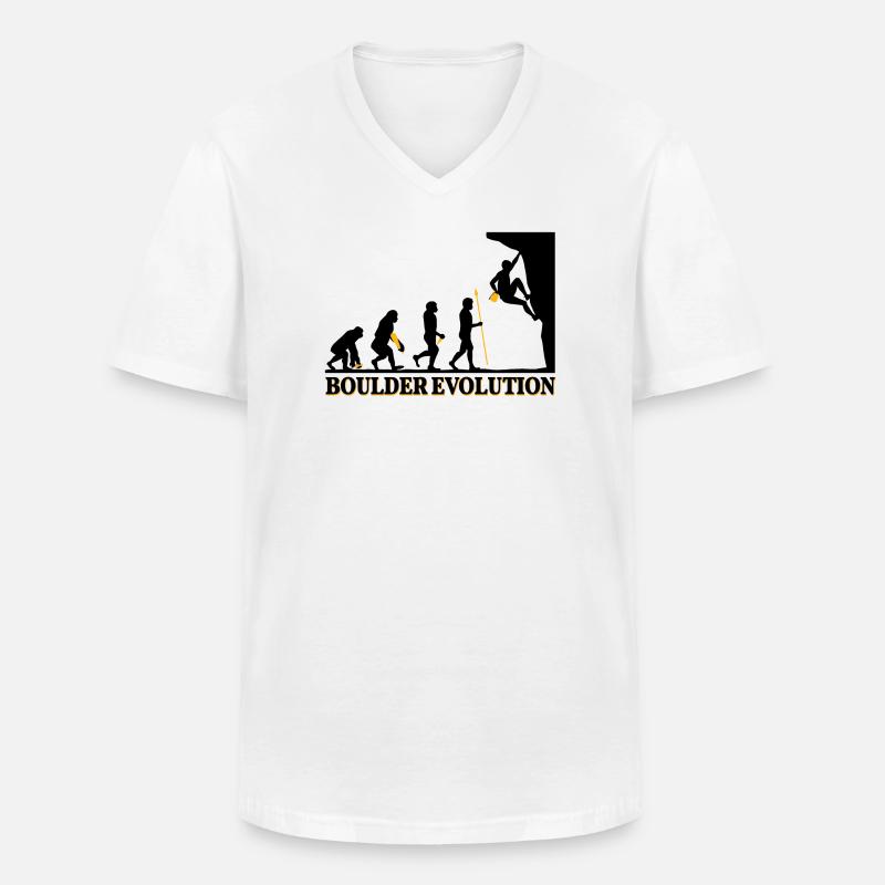 Boulder Evolution Klettern Bergsteigen Spruch - Männer-T-Shirt mit V-Ausschnitt - Weiß