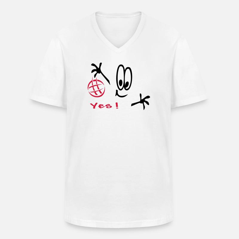 Handball, Comic, Sport - Männer-T-Shirt mit V-Ausschnitt - Weiß