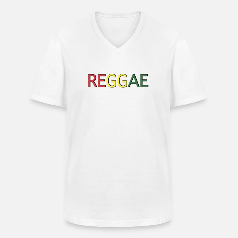 Reggae Farbcode Schriftzug - Männer-T-Shirt mit V-Ausschnitt - Weiß
