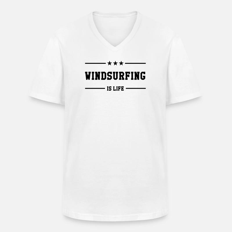 Windsurfen / Windsurfer / Windsurf / Windsurfing - Männer-T-Shirt mit V-Ausschnitt - Weiß