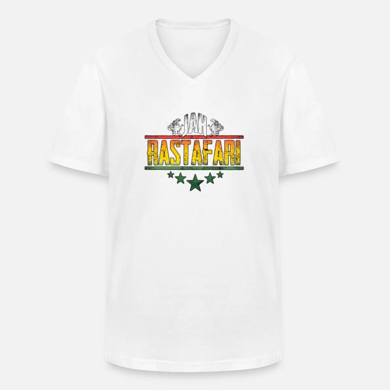 Jah Rastafari Affirmation Design - Männer-T-Shirt mit V-Ausschnitt - Weiß