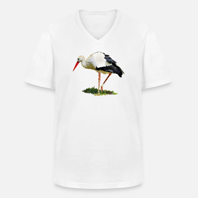 storch vogel - Männer-T-Shirt mit V-Ausschnitt - Weiß