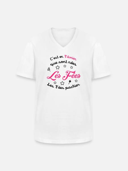 fille / fée / princesse / bébé - T-shirt col V Homme - blanc