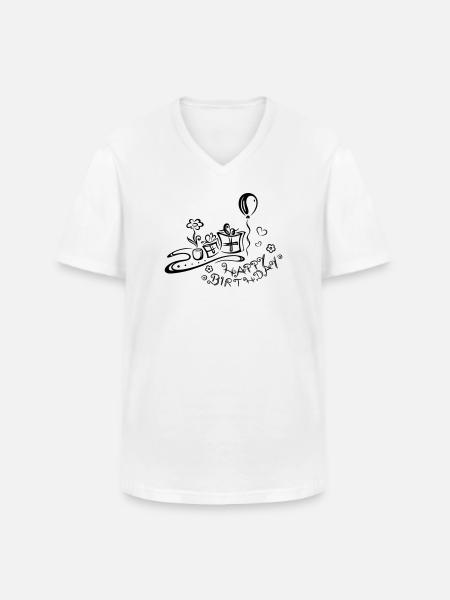 Happy Birthday motif, Congratulations - Men's V-Neck T-Shirt - white