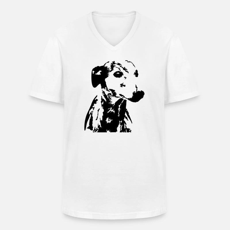Whippet Kopf - Männer-T-Shirt mit V-Ausschnitt - Weiß