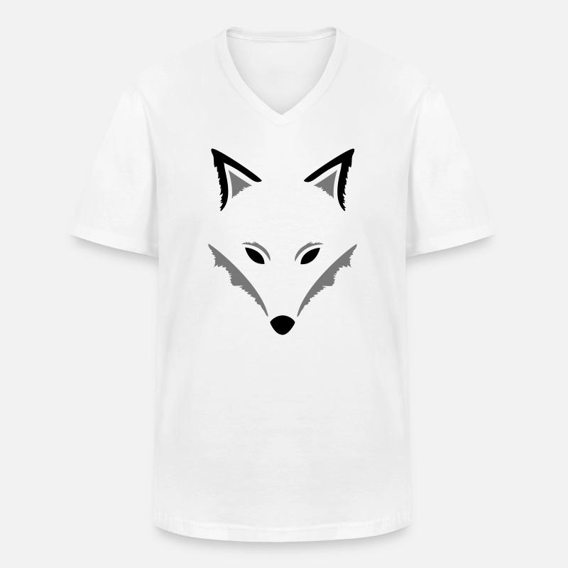 Fuchs Silhouette Herbst Wald - Männer-T-Shirt mit V-Ausschnitt - Weiß
