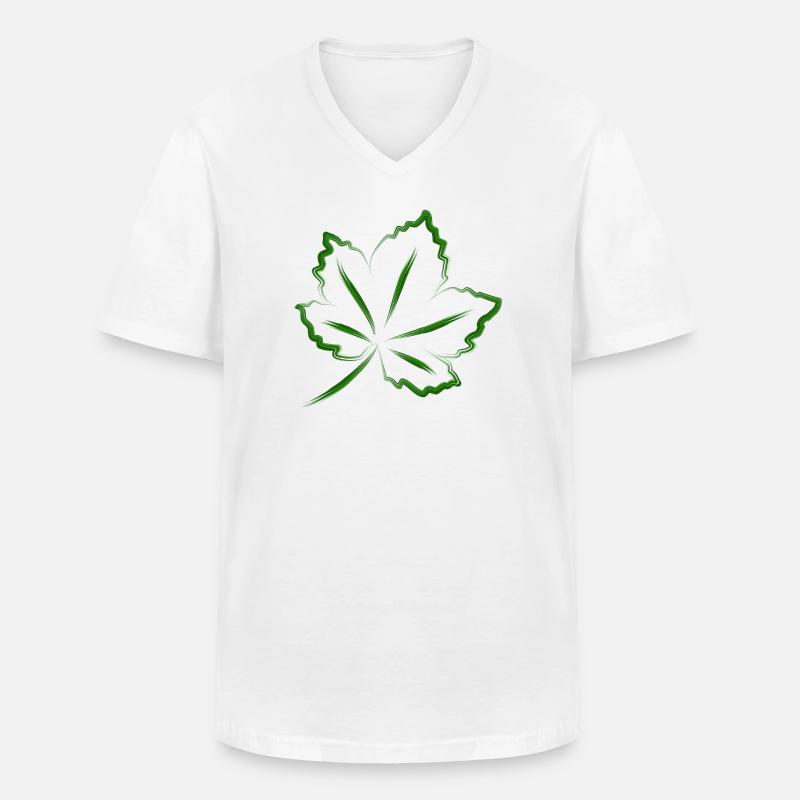 Dekoratives Blatt - Männer-T-Shirt mit V-Ausschnitt - Weiß