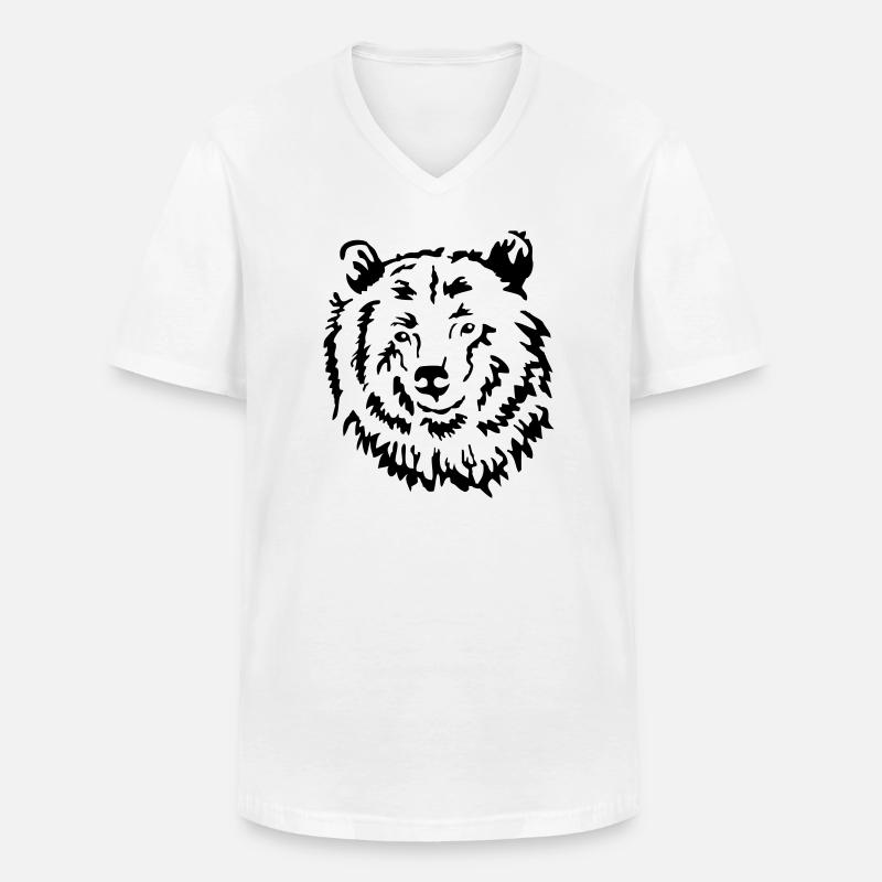 Baer Raubtier - Männer-T-Shirt mit V-Ausschnitt - Weiß