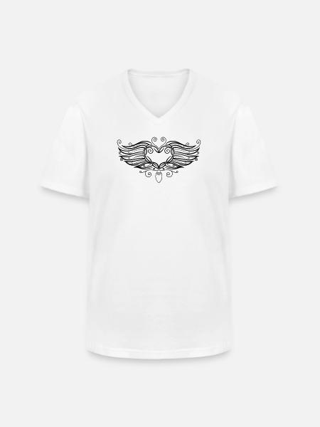 Filigree Tattoo Heart with wings. - Men's V-Neck T-Shirt - white