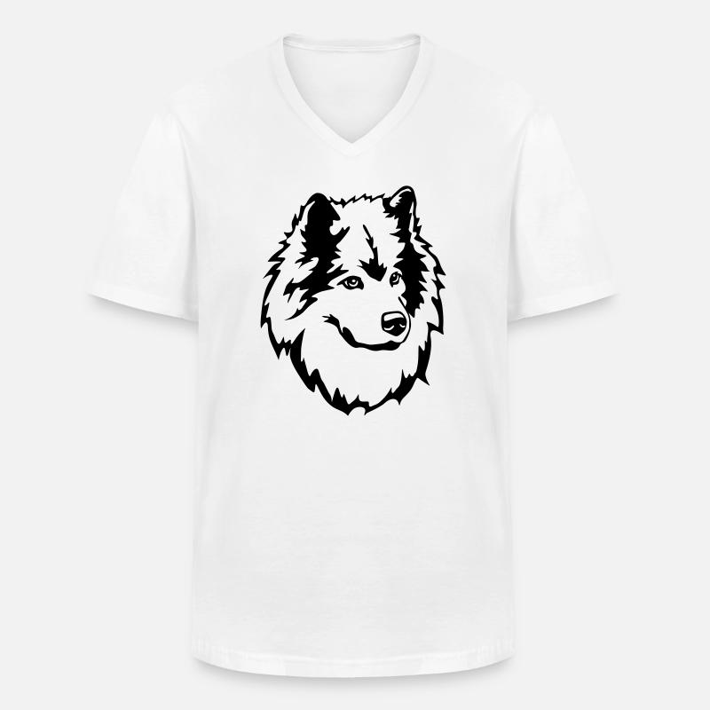 Eurasier Kopf - Männer-T-Shirt mit V-Ausschnitt - Weiß