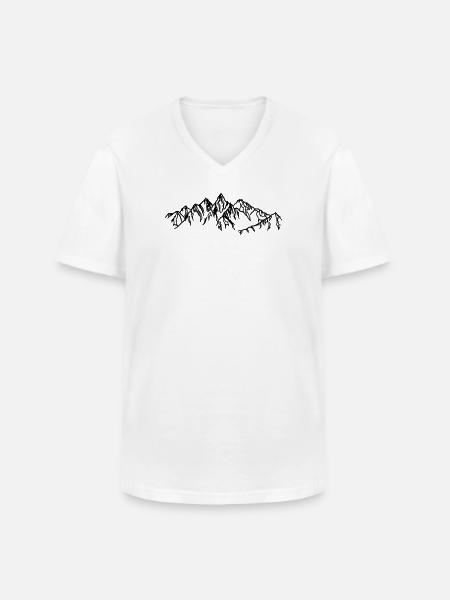 Montagnes Silhouettes noires dans le brouillard - T-shirt col V Homme - blanc