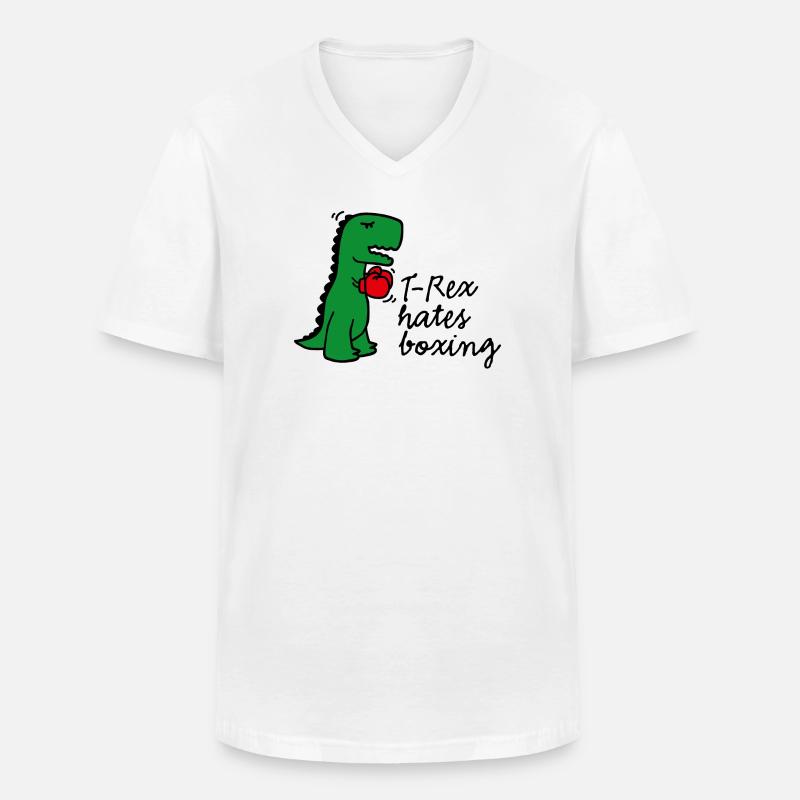 T-Rex hates boxing Boxen Boxhandschuhe - Männer-T-Shirt mit V-Ausschnitt - Weiß