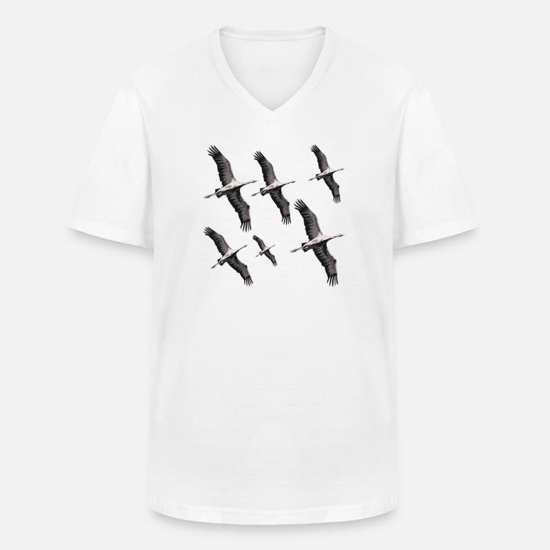 Vogelzug Kraniche - Männer-T-Shirt mit V-Ausschnitt - Weiß