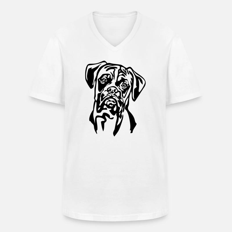 Boxer Kopf - Männer-T-Shirt mit V-Ausschnitt - Weiß