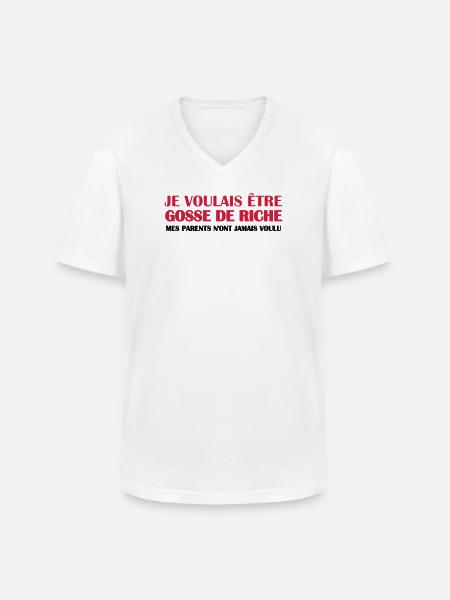 Gosse de riche - T-shirt col V Homme - blanc
