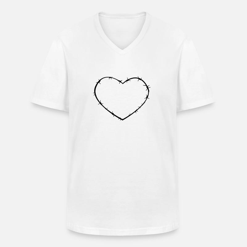 Stacheldraht-Herz - Männer-T-Shirt mit V-Ausschnitt - Weiß