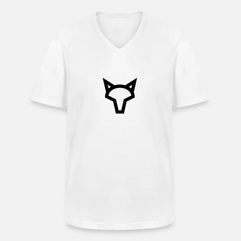 Fuchs - Logo - Männer-T-Shirt mit V-Ausschnitt - Weiß