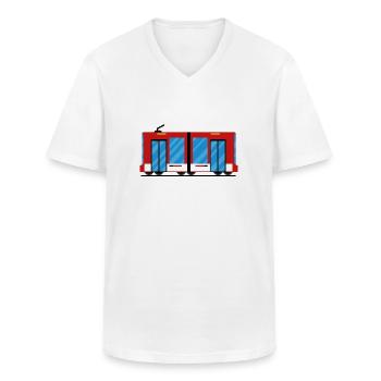 Tram tram train - T-shirt col V Homme - blanc - Devant - AI Model Male 185 light (185cm)