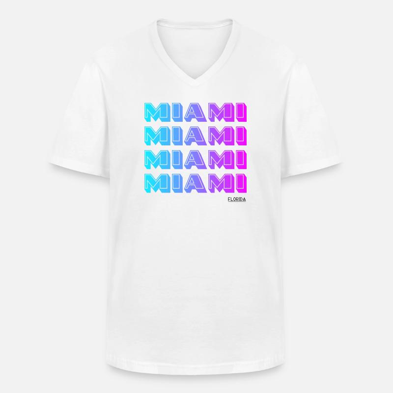 Miami Neon Gradient Muster - Männer-T-Shirt mit V-Ausschnitt - Weiß