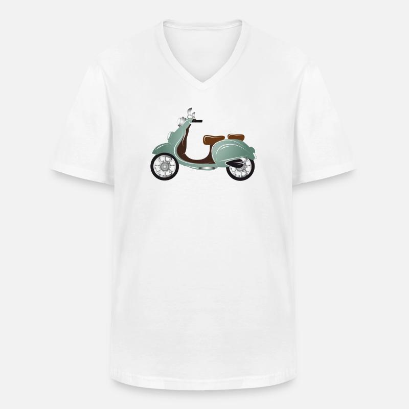 Ein Vintage Motorroller mit Retro Lackierung - Männer-T-Shirt mit V-Ausschnitt - Weiß