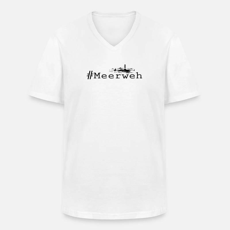 Meerweh - Männer-T-Shirt mit V-Ausschnitt - Weiß