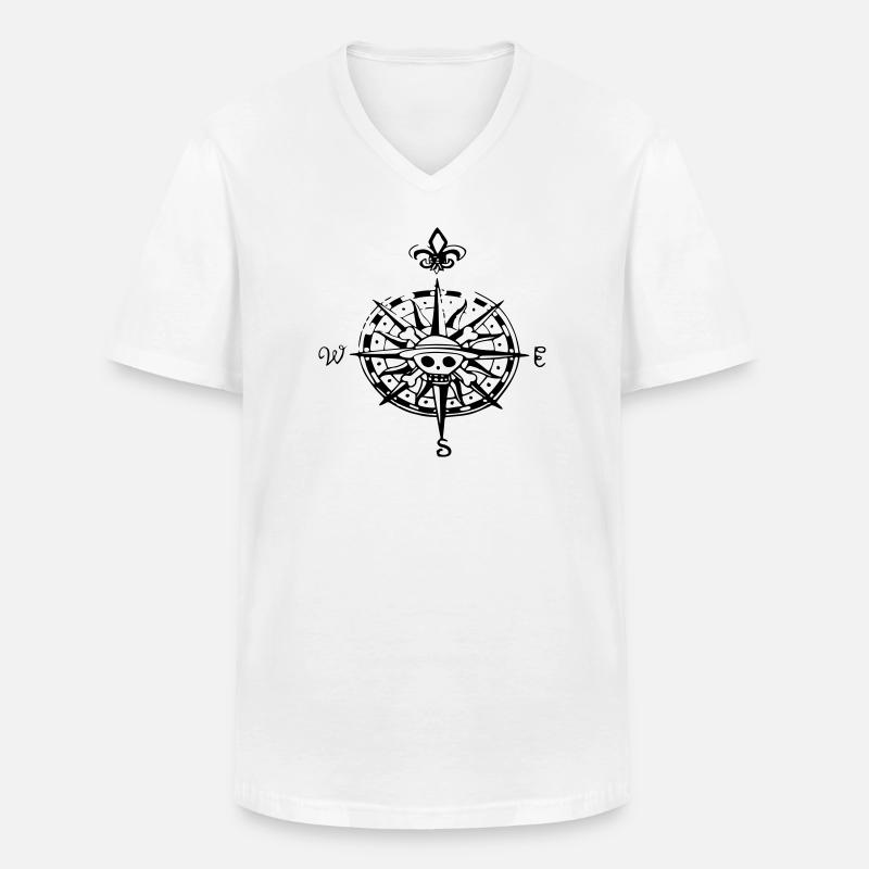 op compas Kompass - Männer-T-Shirt mit V-Ausschnitt - Weiß