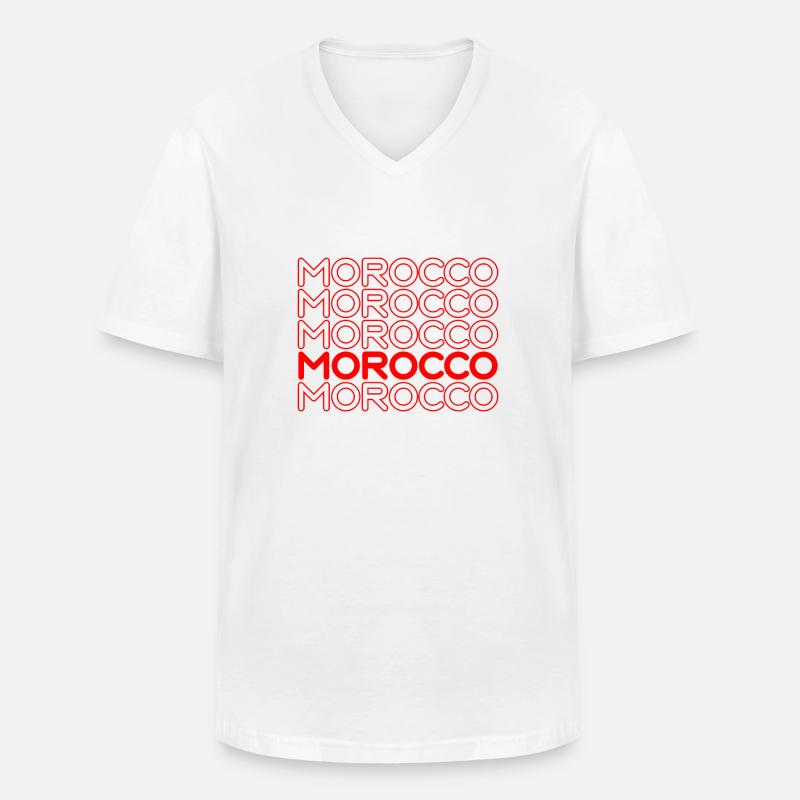Morocco Neon Schriftzug Muster - Männer-T-Shirt mit V-Ausschnitt - Weiß