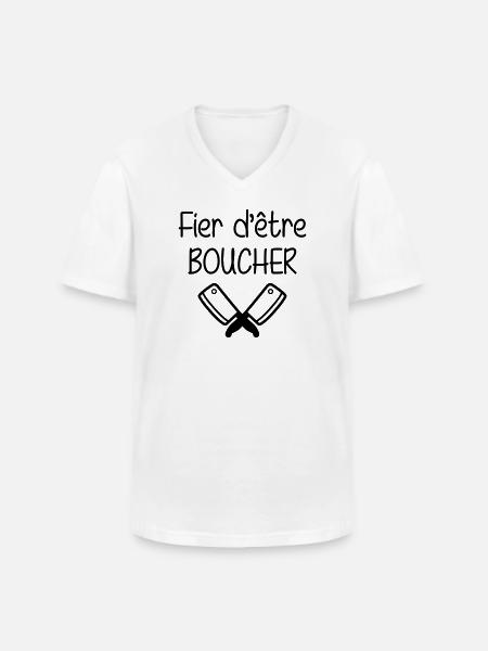Fier d'être boucher - T-shirt col V Homme - blanc