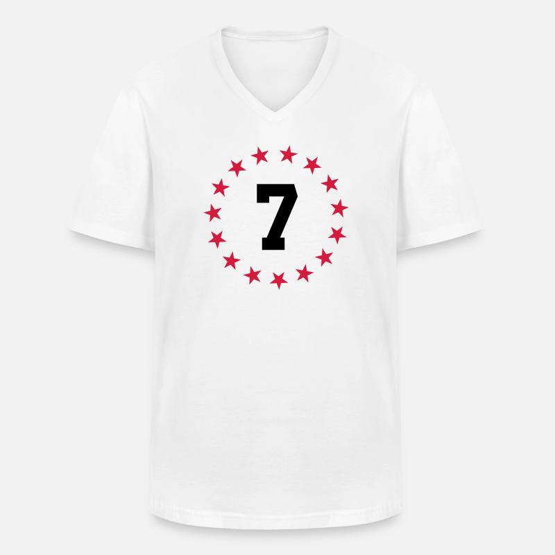 Nummer 7 - Männer-T-Shirt mit V-Ausschnitt - Weiß