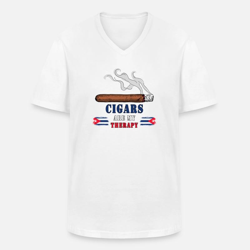 Zigarren Kuba Design / Geschenkidee - Männer-T-Shirt mit V-Ausschnitt - Weiß
